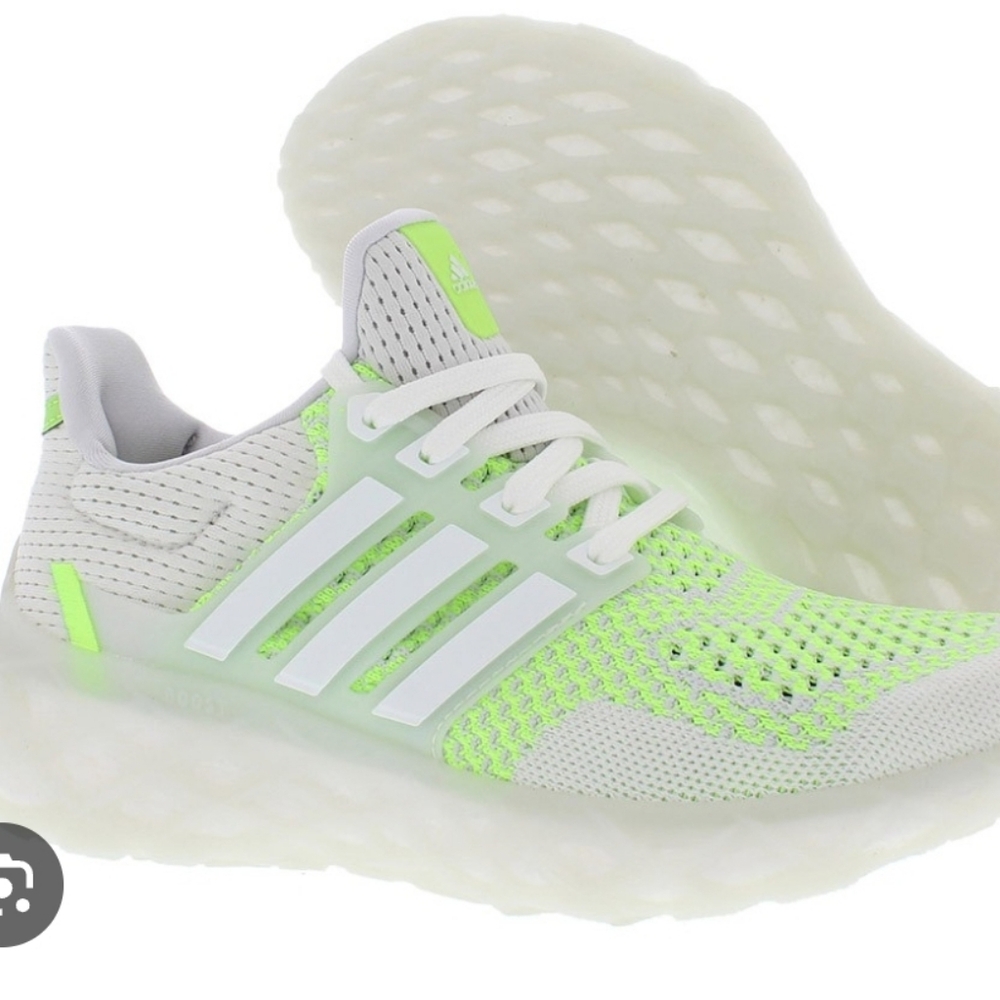 adidas White and Neon Green Athletic Shoes